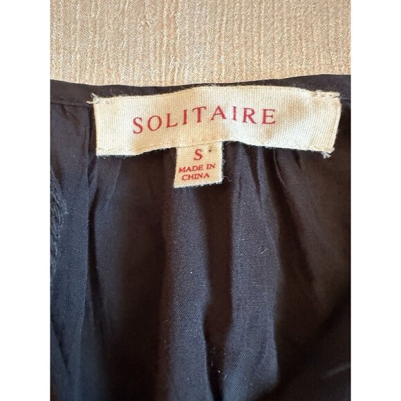 Solitaire Folklore Embroidered Peasant Blouse Small Black Tunic Top Boho Trendy - Picture 3 of 7
